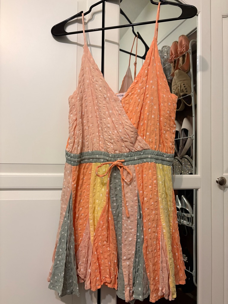 Storia Peach And White Star-Print Sundress